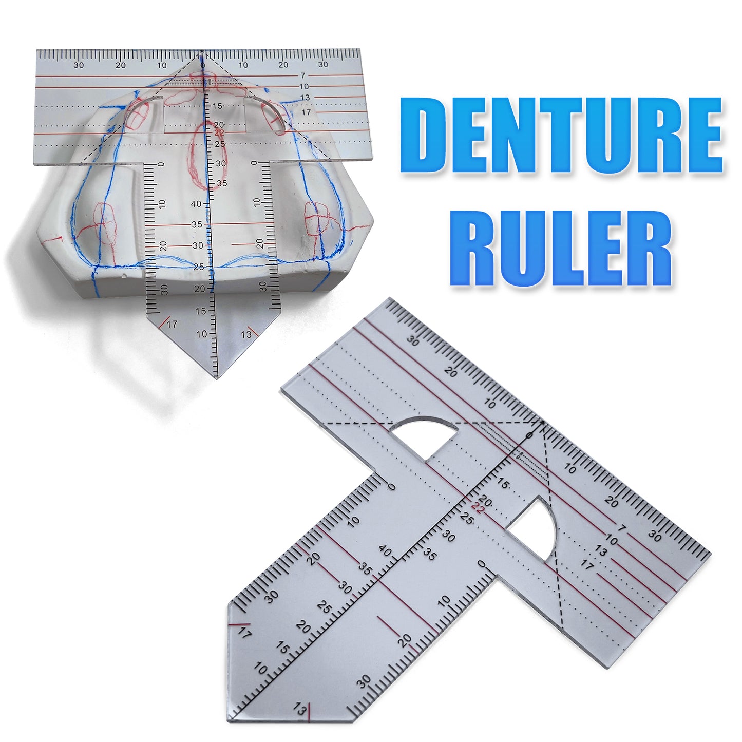 Regla para dentaduras postizas en forma de T
